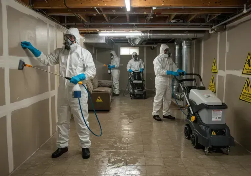 Basement Moisture Removal and Structural Drying process in Midway, NC